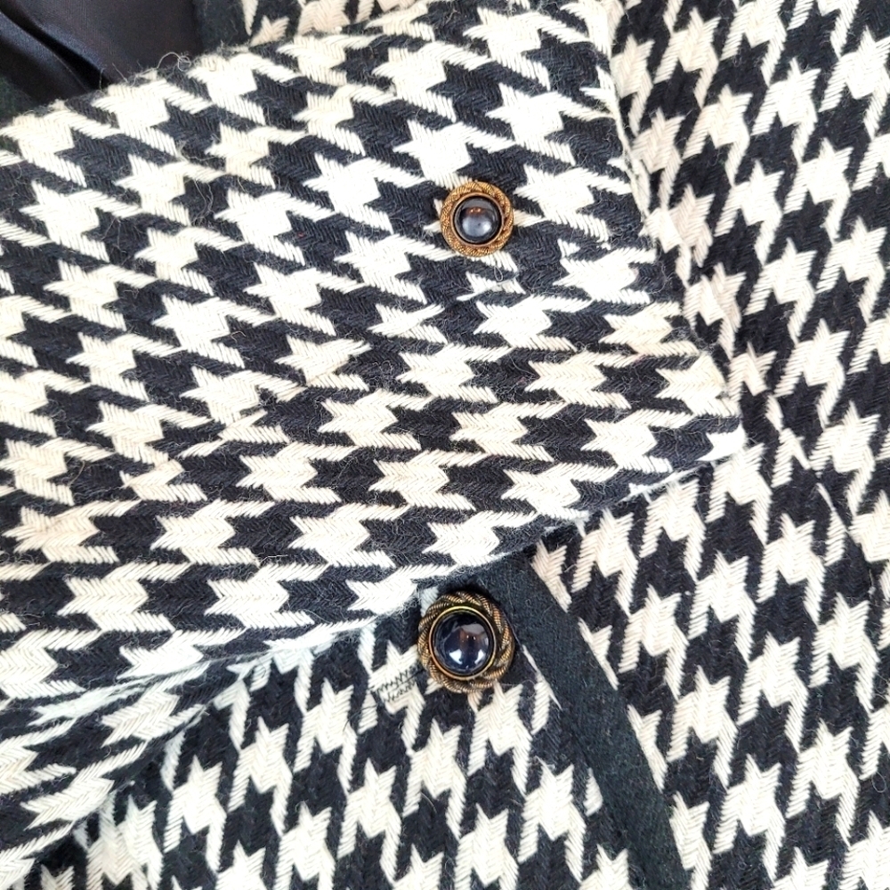 Carissa Jeffrey vintage black white houndstooth cropped lined blazer 80's lady 6 - Picture 7 of 12
